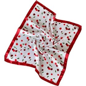 Resim 2 Li Saten Bandana Seti Saten Fular Saten Çanta Aksesuarı Özel Desen Bandana 45x50 Cm Haki - Kahverengi 