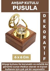 Resim Premium Yüksek Kaliteli Erkek Arkadaş Sevgiliye Hediyelik Dekoratif Çok Şık Ahşap Kutulu Pusula 