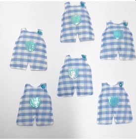 Resim Bebek Tulumu Mavi Süsleme Kumaş Sticker 25 Adet Mavi 