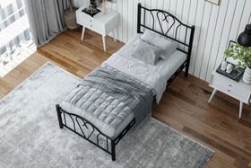 Resim Argimo Orkide Tek Kişilik Ferforje Metal Karyola - 90x200 / Siyah 