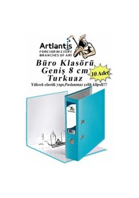 Resim Büro Klasörü Turkuaz Geniş 10 Adet Plastik Geniş Turkuaz Klasör Halkalı Paslanmaz Çelik Klipsli 10 Adet 