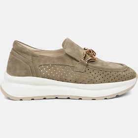 Resim Desa Kadın Yeşil Metal Aksesuarlı Dolgu Topuklu Süet Spor Ayakkabı 