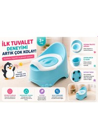 Resim Ergonomik Bebek Lazımlık Kaymaz Tabanlı, Çıkarılabilir Hazneli Eğitici Tuvalet 3+ Yaş Açık Mavi 
