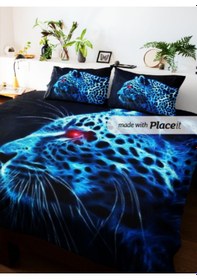 Resim Kaplan Çift Kişilik Nevresim Takımı Pamuk Saten 240 260 Cm Siyah 