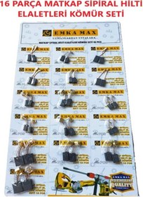 Resim Matkap Sipiral Hilti El Aletleri Kömür Seti 16 Parça Matkap Kömürü Set Tamir Tadilat 