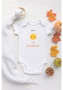 Resim Organik %100 Pamuk Kısa Kollu Beyaz Little Sunshine Bebek Body Bebek Badi Çıtçıtlı Zıbın Beyaz 