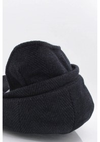 Resim Külah Erkek %100 Yün Kasket Kulaklı Şapka Flat Cap - Siyah 