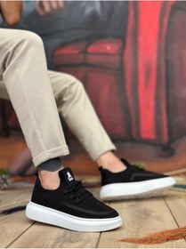 Resim ZMMODA BA0375 Özel Örme Triko Tarz Siyah Renk Spor Ayakkabı 