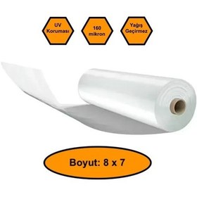 Resim 160 Micron Naylon Örtü, Şeffaf Su Geçirmez Naylon, 8x7 Metre 
