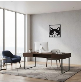 Resim Şirin Kedi Yüzü Metal Duvar Tablosu - Minimalist Duvar Dekoru 