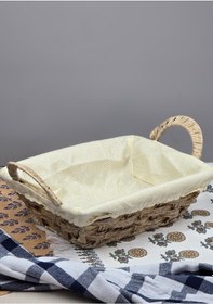 Resim Hasır Ekmek Sepeti - Sofra Ekmek Selesi - Ekmek Koyma Sepeti - Krem Ekmeklik Krem 