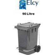 Resim Elcy 90 Litre Tıbbi Atık Plastik Pedallı Çöp Konteyneri Gri Isıya Karşı Dayanıklı 