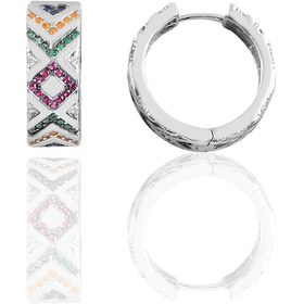 Resim Gümüş Rodyumlu Kilim Modeli Halka Küpe 