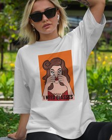 Resim I Need Glasses Oversize Tişört 