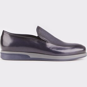 Resim Cabani Hakiki Deri Özel Tasarım Lacivert Erkek Klasik Ayakkabı - 39 