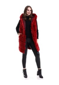 Resim Reks Kapüşonlu Yelek - Kırmızı Kırmızı 