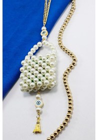 Resim İncili Çanta Metal Nazar Boncuğu Mini Kur'an-ı Kerim Zincirli Ara 