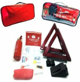 Resim Leaf Shop Trafik Seti Profesyonel Araç Muayene Ile Uyumlu Ilk Yardım Seti Tüv Türk Ile Uyumlu Kare Çantalı 