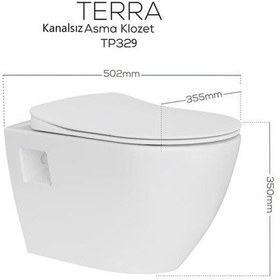 Resim Creavit Terra Rim-off Kanalsız Asma Klozet Tp329.00 + Duck Tp Yavaş Kapanan Kapak 2'li Set Beyaz 