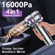 Resim EAFC 4'ü 1 arada Taşınabilir El Tipi Araba Süpürgesi, 16KPa Güçlü Emiş, LED Güç Göstergesi, 3 Ayarlanabilir Yoğunluk Seviyesi, Fırçasız Motor, USB Şarj Edilebilir, Ev ve Araç Kullanımı İçin İdeal, Araba Süpürgesi 
