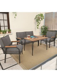 Resim Mygusi Hayal Balkon, Bahçe, Cafe, Teras - Metal Kanepe Koltuk Takımı - 2+1+1 Masali Koyugri Koyu Gri 