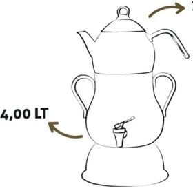 Resim Lines Şahmeran Altın Kulplu Elektrikli Semaver MSM0113 