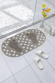 Resim Premium Serisi Banyo - Küvet İçi Kaydırmaz Vantuzlu Ayak Desenli Paspas 66,5 x 36,5 cm, Siyah 