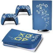 Resim Kt Grup Mavi Arkaplan Kol Düğmeleri Playstation 5 Standart Disk Edition Sticker Kaplama Seti 