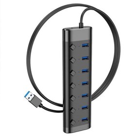 Resim Polham Işıklı 7 Adet USB Port Çoğaltıcı HUB Yazıcı, Mouse, Klavye, USB Bellek Çoğaltıcı, Düğmeli 