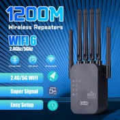 Resim Wi-Fi Sinyal Tekrarlayıcı, WIFI6 Sistemi için Ev Ağ Güçlendirici - Çift Bant Yüksek Hız Destek, 2.4GHz ve 5GHz Çift Frekanslı, 6 Antenli Tak-Çalıştır, Ev İçi Sabit Kapsama Alanı, WiFi'yi Kolayca Genişletin, Ofis ve Kütüphane İçin Uygun 