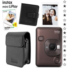 Resim Instax Mini Liplay Hybrid Fotoğraf Makinesi + 20 'li Film Albüm + Deri Kılıf Set 