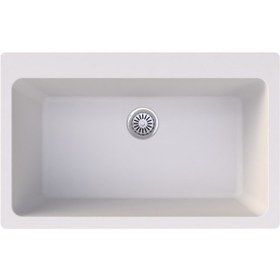Resim Gradde Beyaz Tezgah Üstü.Tezgaha Sıfır Granıt Eviye 51 x 71CM Gr82 