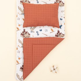 Resim Alt Açma Matı ve Yastık - Çift Taraflı - Koyu Kiremit Muslin - Harry 