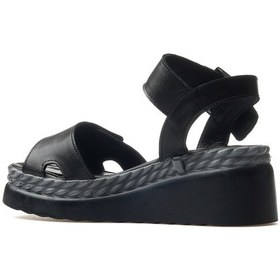 Resim Venüs Kadın Hakiki Deri Dolgu Topuklu Günlük Sandalet 25y 2512303y Z Siyah/platin Siyah/platin Siyah - Platin 