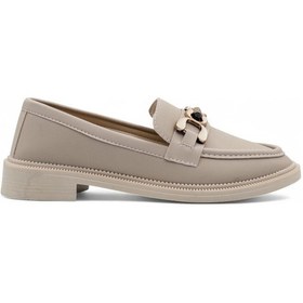 Resim Atölye Tokalı Günlük Kadın Loafer Ayakkabı Krem 