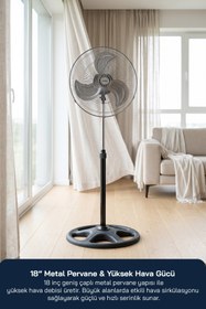 Resim Sinbo SF-6791 Endüstriyel Vantilatör 18 İnç 90W 3’ü 1 Arada Ayaklı Duvar Tipi Yer Tipi Güçlü Fan 