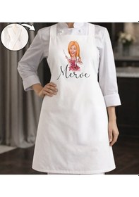 Resim Bk Gift Kişiye Özel Karikatürlü Çapraz Askılı Beyaz Mutfak Önlüğü - 11, Aşçı Önlüğü, Şef Önlüğü, Anneye Hediye Kobitmeyencom35961 Bk Gift Renkli 