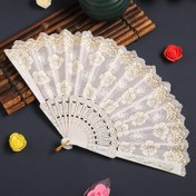 Resim 1 Adet Breezier Bohemian Çiçek Desenli Metal Kenarlı Hafif Taşınabilir Katlanır El Yelpazesi - Kiraz Çiçeği Tasarımlı, Güneşsiz Yaz Dansları ve Açık Hava Etkinlikleri İçin - Kadınlar için Şık Doğum Günü veya Mezuniyet Hediyesi 