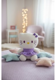 Resim Hello Kitty Mor Peluş Oyuncak & Uyku Arkadaşı 21cm Beyaz 