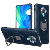 Resim Xiaomi Redmi K30 Pro / Poco F2 Pro 5g Karbon Fiber Koruyucu Kılıf İçin 360 Derece Dönen Halka Tutucu Mavi 