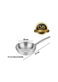 Resim Çelik Wok Tava 28 Cm Paslanmaz Çelik Gri 