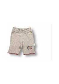 Resim 3-6 6-9 9-12 Ay Melek Kız Nakışlı Bandanalı Kısa Kollu Sweatli Şortlu 3lü Kız Bebek Takımı Nar Çiçeğ Nar Çiçeği 