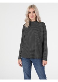 Resim Colins Regular Fit Balıkçı Yaka Kadın Siyah Uzun Kol Tişört Cl1051478 Q1.v2 Blk Siyah 
