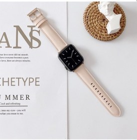 Resim iOS Uyumlu Watch 5 & 4 44mm / 3 & 2 Ve 1 42mmv Kuyruk Tarzı Dikiş Deri İzleme Bandı İçin 