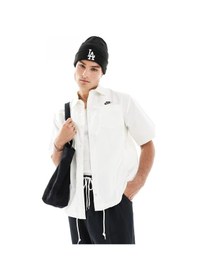 Resim Nike Club Woven Loose Fit Short Sleeve Shirt İn White Erkek Bol Kesim Dokuma Kısa Kollu Spor Gömlek Beyaz Beyaz 
