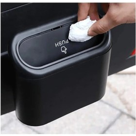 Resim Araç İçi Kapaklı Çöp Kutusu Uyumlu -portatif Taşınabilir Kapaklı 