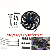 Resim Kavisli Yaprak Modifiye Edilmiş Araç Soğutma Ekipmanı Kondenser Fanı 12V 80W Soğutma Fanı 