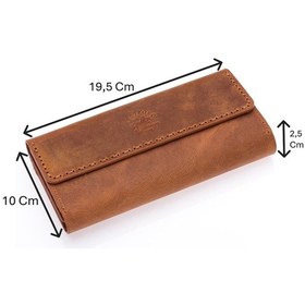 Resim Westpolo Malone Unisex Hakiki Eskitme Deri Telefon Bölmeli El Portföyü Cüzdan - G2 Taba Taba 