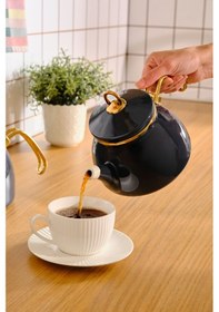 Resim Karaca Retro Emaye İndüksiyon Tabanlı Antrasit Çaydanlık 