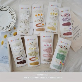 Resim 5'li Paket Karışık Moda Sevimli Çocuk Saç Tokaları Seti, Çocuklar İçin Çiçekli Polyester BB Saç Tokası Seti, Her Mevsim Saç Aksesuarları, 3-14 Yaş, Çeşitli Renk ve Tasarımlar 